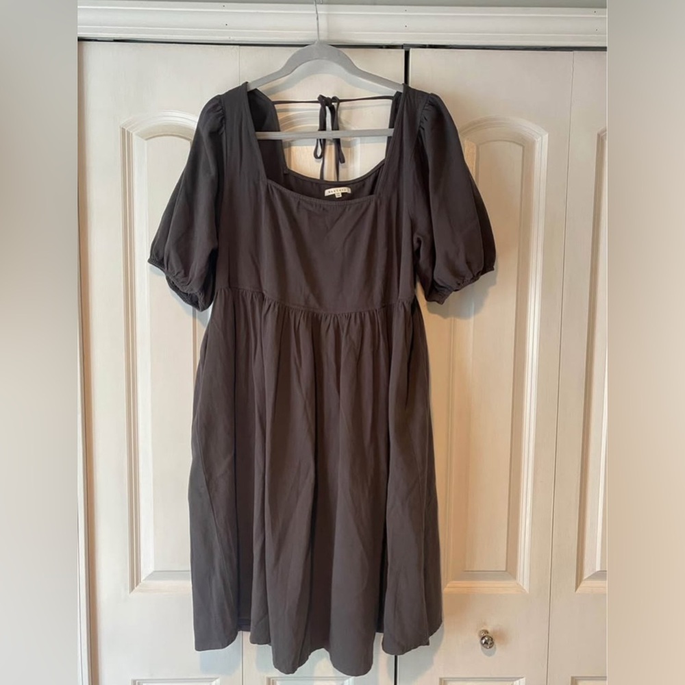 Baevely Grey Cotton Midi Dress
